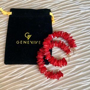 CORAL hoop earrings.  Large. 2-1/2 Diameter.  With dust bag.